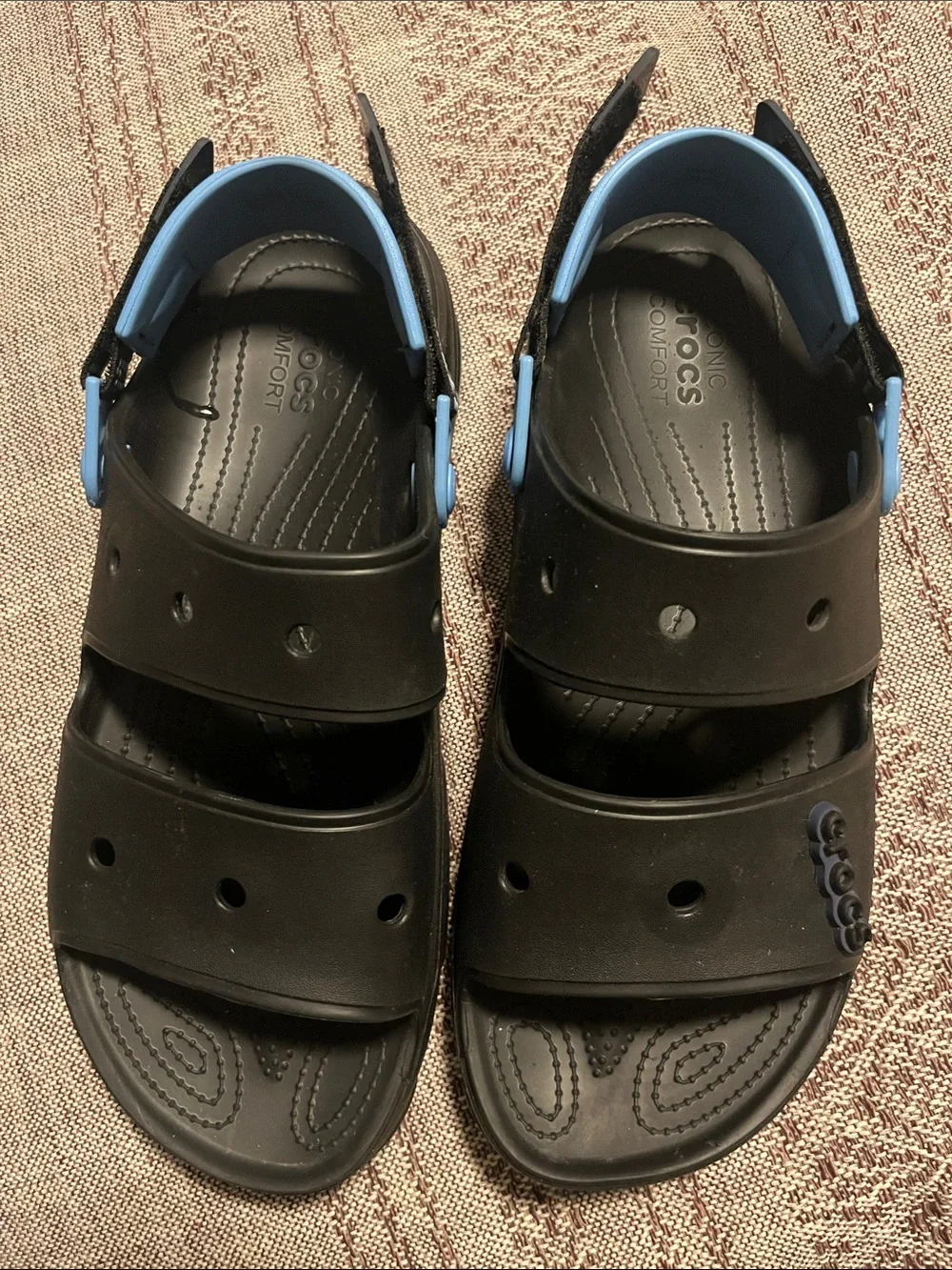 CROCS Men’s Classic All Terrain Sandals Black with Light Blue Trim